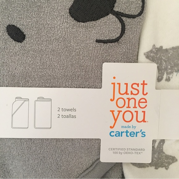 NEW Bath Set Baby Gift 1 Hooded and 1 Bath Towel and 6 Washcloths Gray Bears - Picture 3 of 10